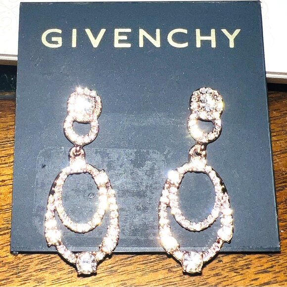 Givenchy Gold Tone Crystal Earrings Pierced - Picture 1 of 3